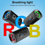 Hupoaf Altavoz Bluetooth, altavoz Bluetooth inalámbrico con graves profundos estéreo 3D de 30 W, llamada HD, luces RGB coloridas, tarjeta TF USB, emparejamiento TWS
