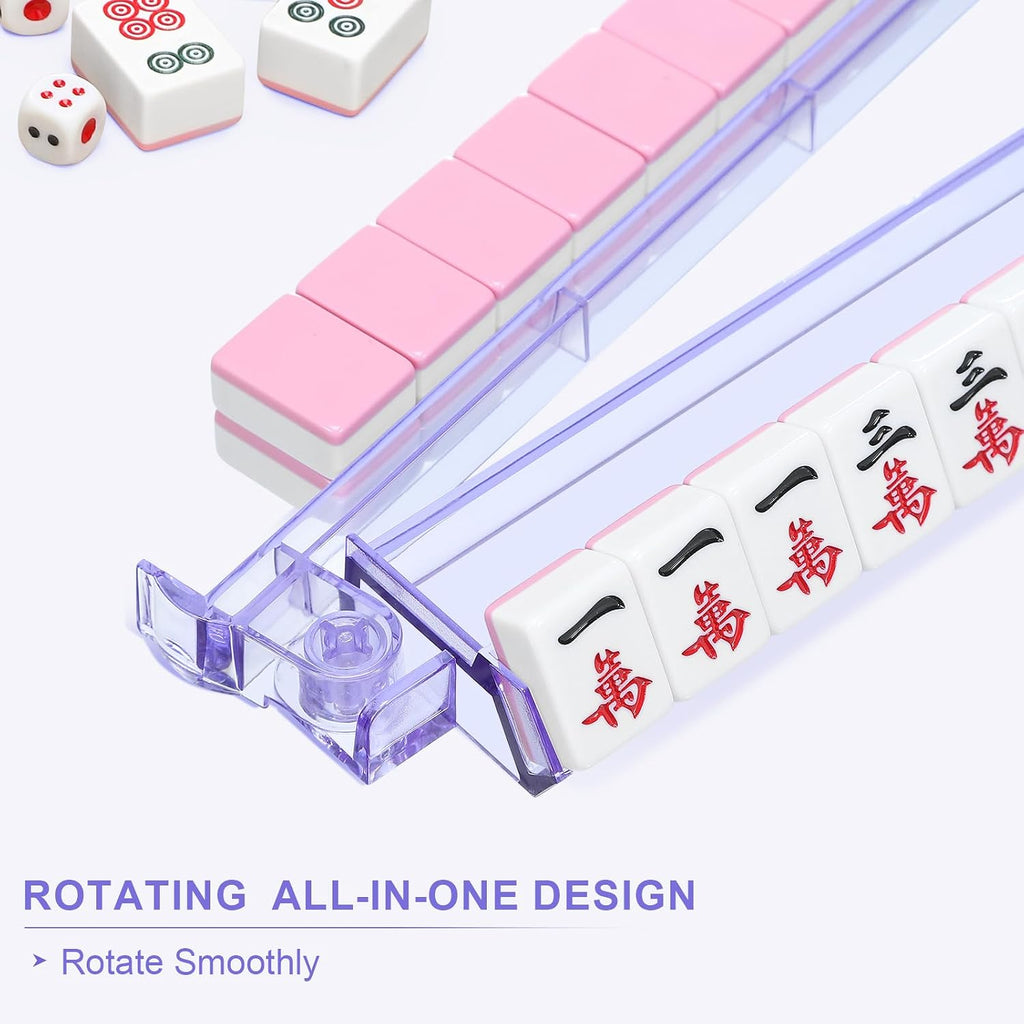 Bastidores Mahjong transparentes prémium con empujadores, paquete de 4