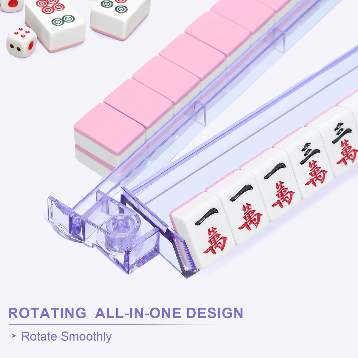 Bastidores Mahjong transparentes prémium con empujadores, paquete de 4