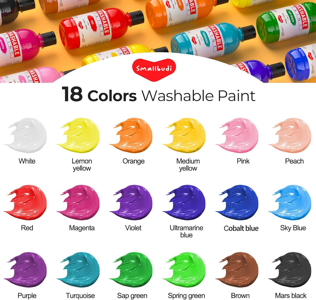 Juego de pintura lavable de 18 colores para niños