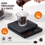 Báscula de café BAGAIL con temporizador, precisión de 0.004 oz/6.6 lbs