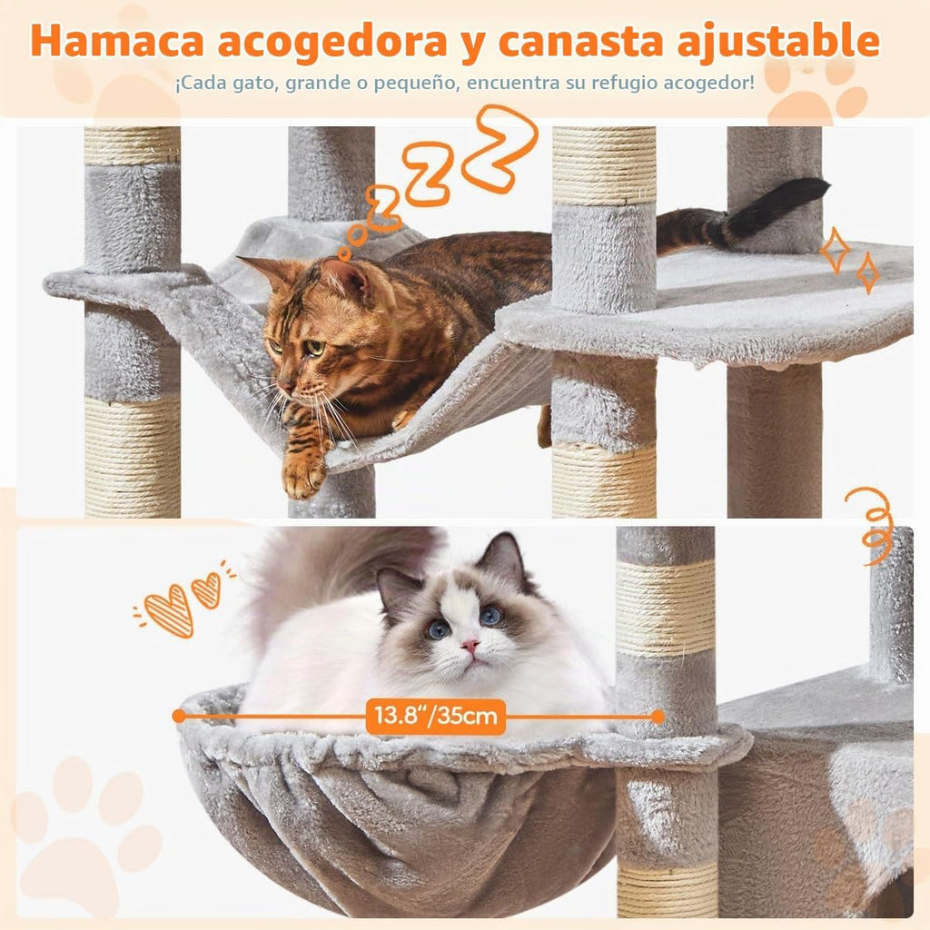 Taoqimiao Gran Árbol para Gatos, 73 in de Altura Torre para Gatos con 2 Dens Felinos Acolchados