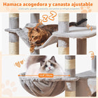 Taoqimiao Gran Árbol para Gatos, 73 in de Altura Torre para Gatos con 2 Dens Felinos Acolchados