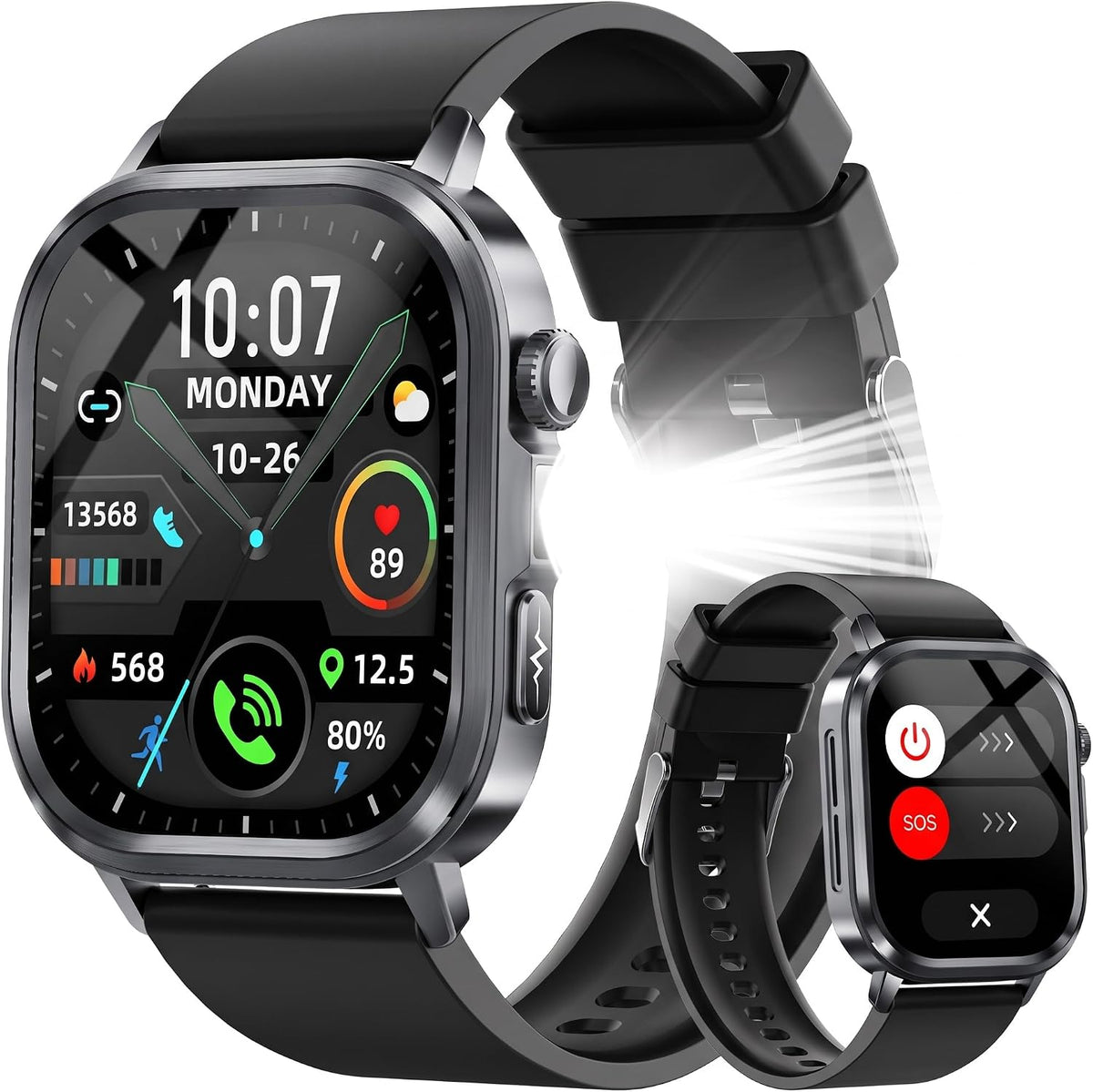 Reloj inteligente para hombres y mujeres, rastreador de fitness AMOLED de 1.95 pulgadas con llamadas Bluetooth, monitoreo de frecuencia cardíaca y presión arterial, monitor de sueño SpO2
