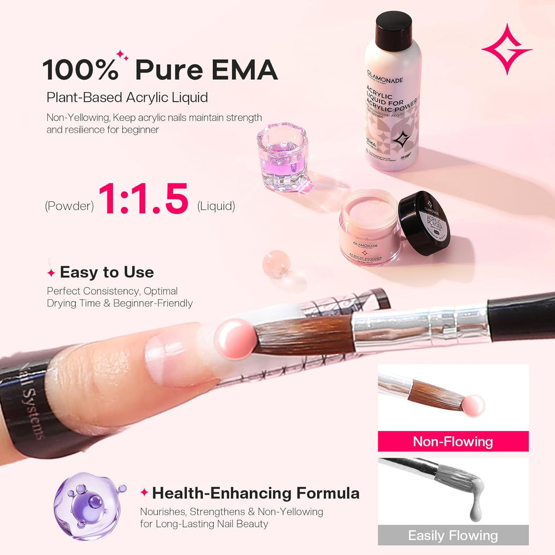 Glamonade Kit de Uñas Acrílicas con Todo: Kit de Uñas Profesional p...