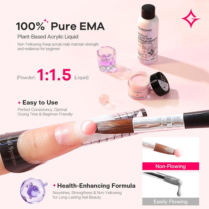 Glamonade Kit de Uñas Acrílicas con Todo: Kit de Uñas Profesional p...