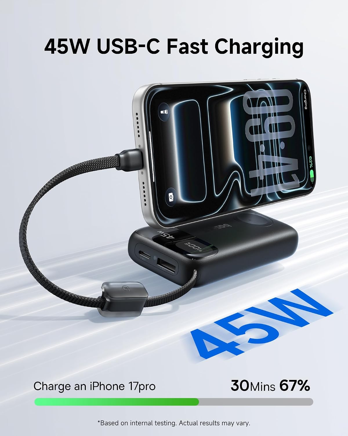 Baseus Cargador portátil de 10000mAh 45W Power Bank y cargador de A...