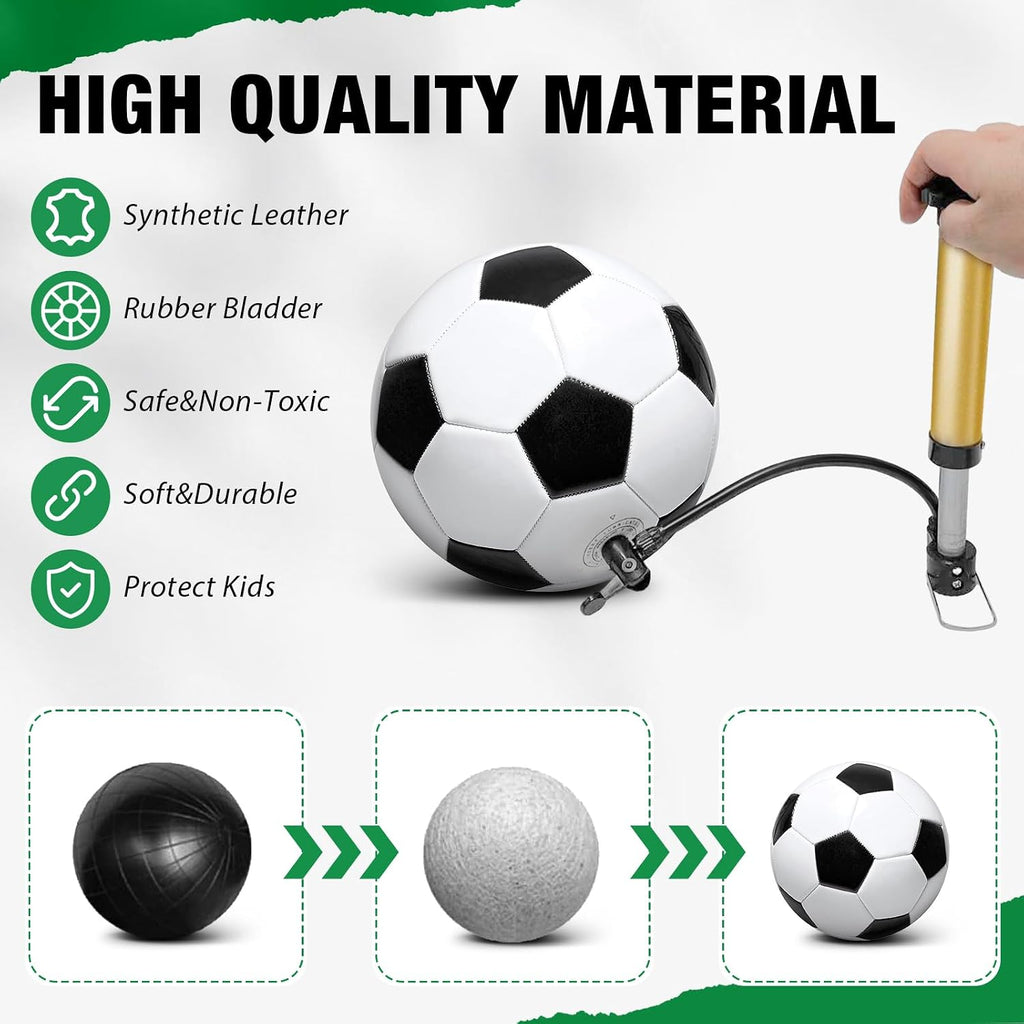 Paquete de 6 pelotas de fútbol de Navidad desinfladas con bomba, artículos a granel, pelotas de fútbol con bolsa deportiva de malla, aguja de bomba para cajas de zapatos, rellenos de regalo