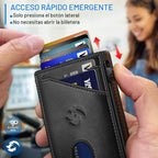 Cartera para hombre, tarjetero desplegable delgado con bloqueo RFID, billetera plegable minimalista con 9 ranuras para tarjetas, ventana de identificación y bolsillo para efectivo, funda de