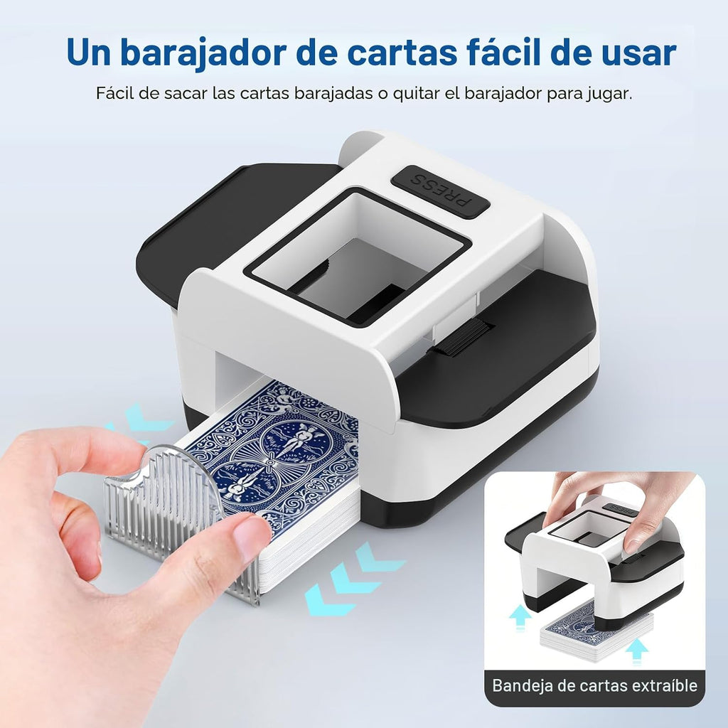 Barajador automático de cartas|1-2 barajadoras de cartas eléctricas|Baterías recargables portátiles de póquer, blackjack, uno, skip-bo, fase 10 más jugando barajador para juego en casa, viajes
