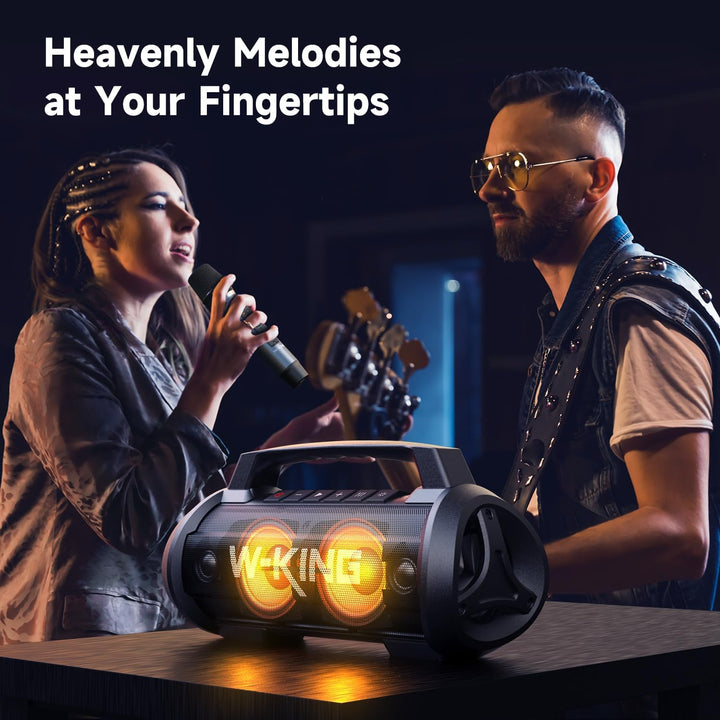 W-KING Altavoz Bluetooth portátil con micrófono inalámbrico, 120 W...