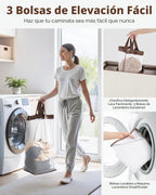 SOLEDI Cesta de Ropa Sucia de 180L de 3 Secciones, Cesta de Ropa Sucia Extra Grande con Tapa, Cesta de Ropa Sucia con Asa Resistente, Organizador de Cesta Grande para Cuarto de Lavado, Dormitorio