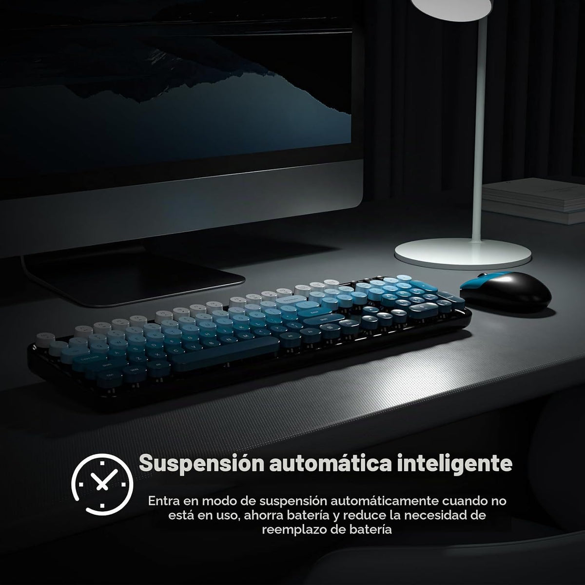 SQMD Combo de teclado y mouse inalámbricos, teclado retro de tamaño...