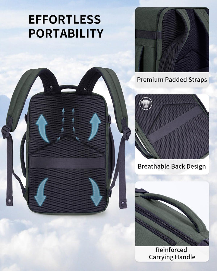ECOHUB Mochila de Viaje Mochila de Equipaje de Mano, Verde-2, Mochi...