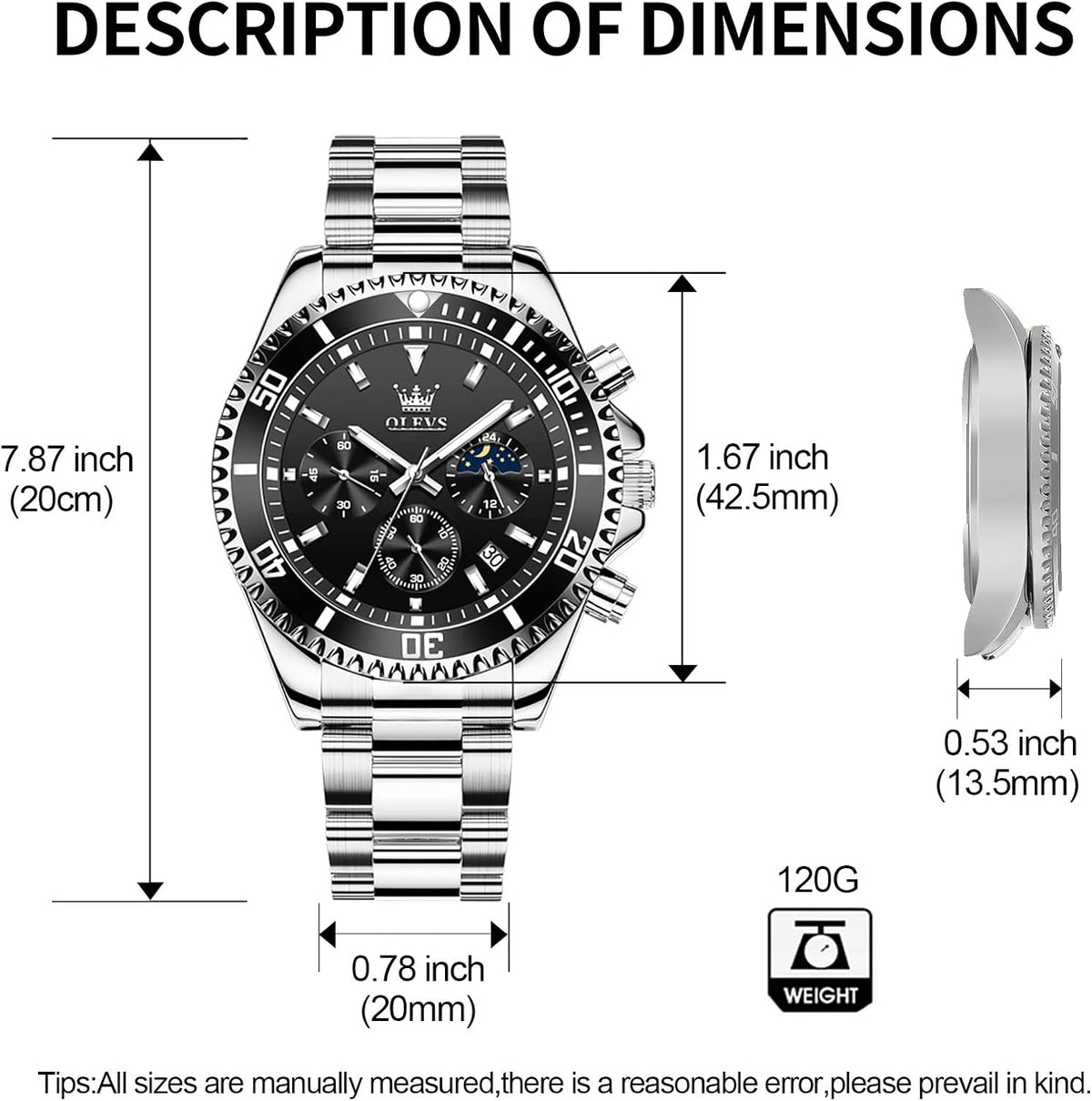 OLEVS Relojes para hombre, de cara grande, de acero inoxidable, resistente al agua, con fecha, analógicos, de cuarzo, modernos, de negocios, relojes de pulsera para hombre