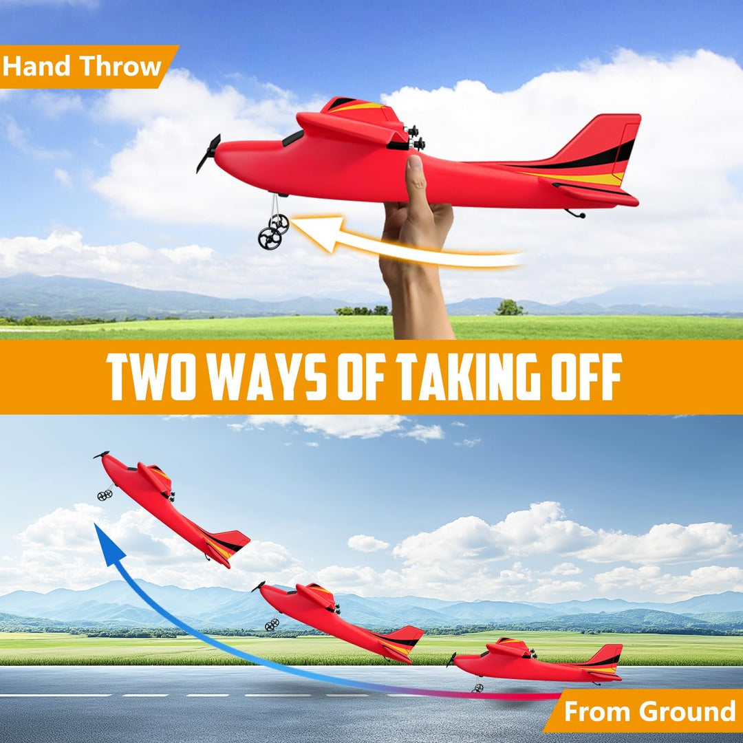 HAWK'S WORK Avión RC de 2 canales, listo para volar, avión de c...