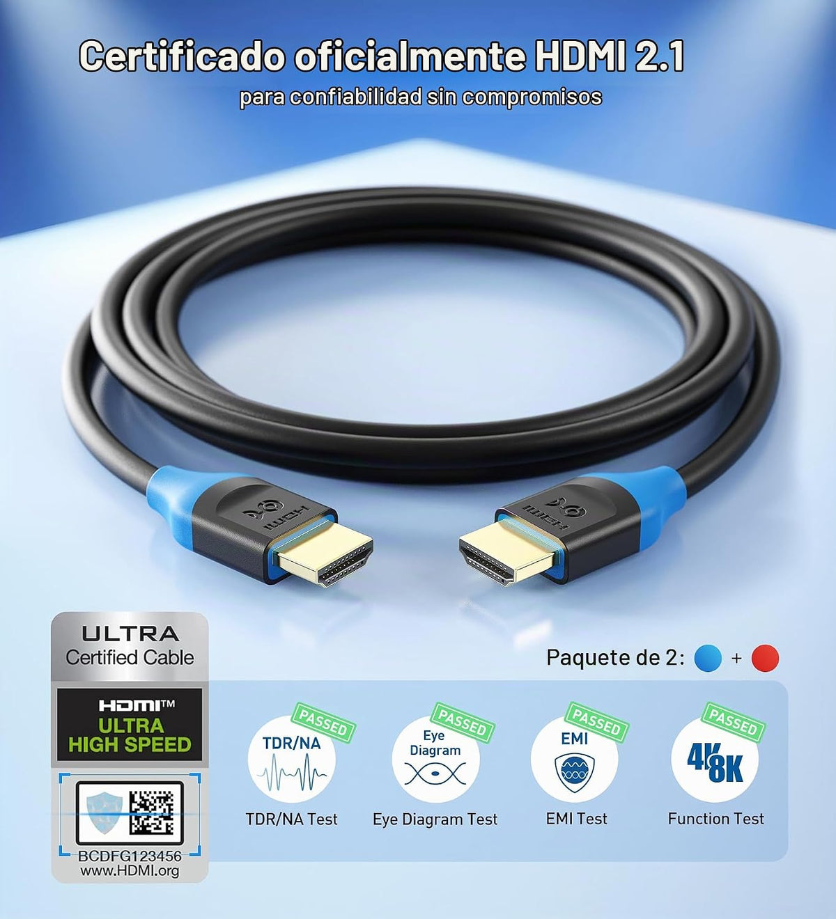Cable Matters [Ultra High Speed HDMI Certified] 2-Pack 8K HDMI Cable, 9.8ft