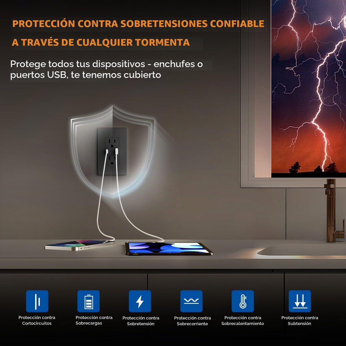 ELEGRP Cargador USB de pared, receptáculo USB con puertos USB tipo A y tipo C, enchufe dúplex de 15 amperios resistente a manipulaciones NEMA 5-15R, placa de pared incluida, certificación UL (paquete