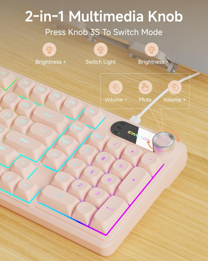EWEADN Combo de teclado y mouse con cable con reposamuñecas desmont...