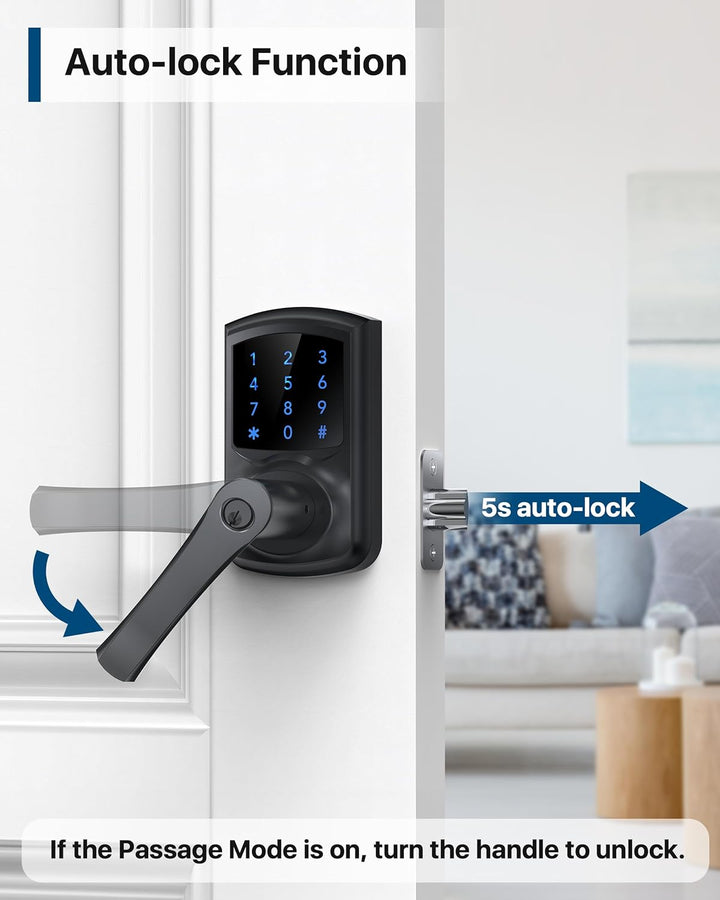 HIDALIFE Cerradura de puerta de entrada sin llave, cerradura de pue...