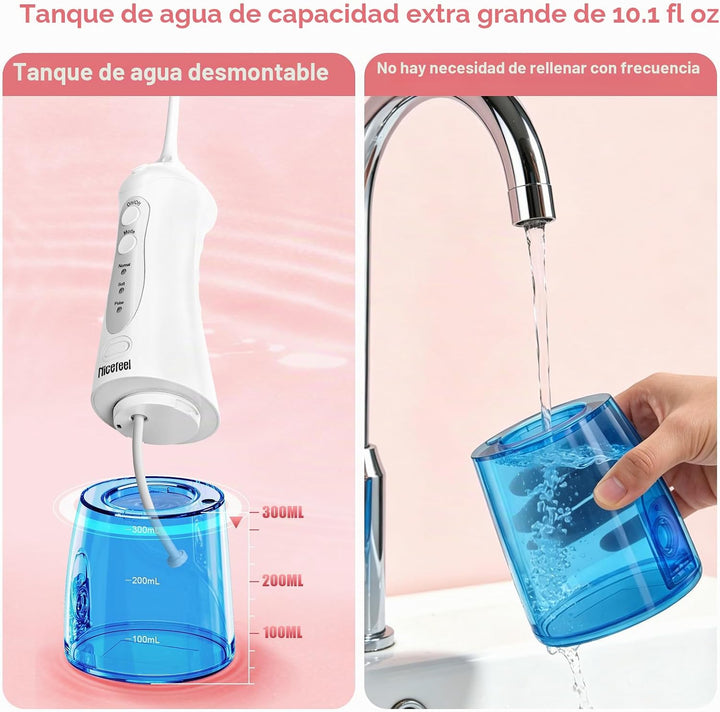Nicefeel - Irrigador Dental Inalámbrico Limpiador de Dientes, 10.1...