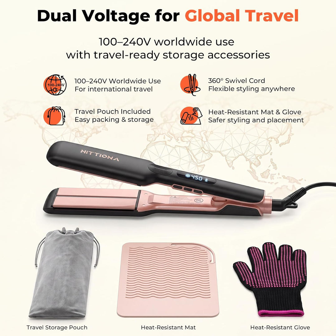 HITTIONA Plancha de pelo iónica de cerámica infrarroja con vibració...