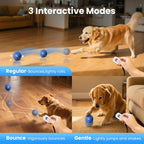 Smart - Pelota interactiva de juguetes para perros, bola de rebote y rodamiento automático, material de E-TPU resistente a las masticaciones, 3 modos interactivos, IPX7 impermeable