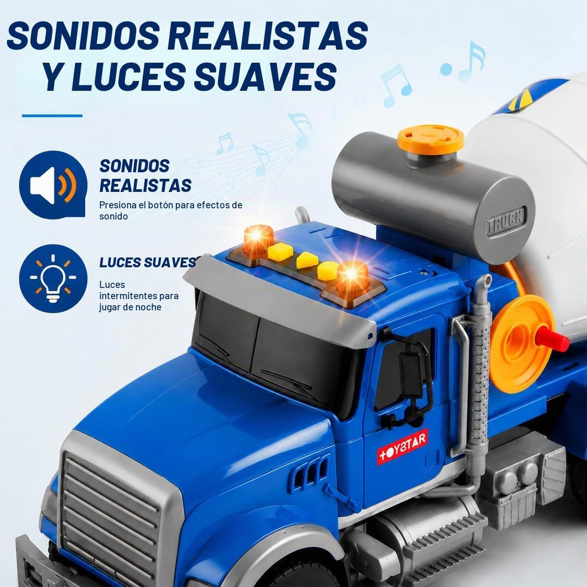 14" juguete grande azul del camión del mezclador del cemento, camión del