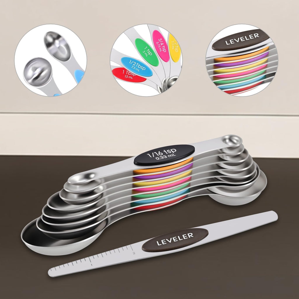 EDELIN Juego de tazas y cucharas medidoras magnéticas, multicolor, 15