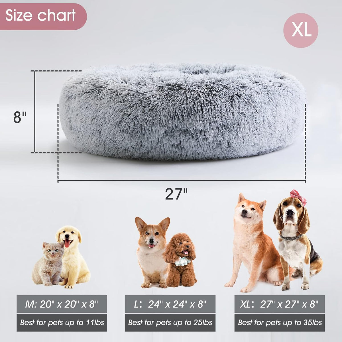 Western Home Donut Calmante - Cama lavable para perros pequeños y medianos