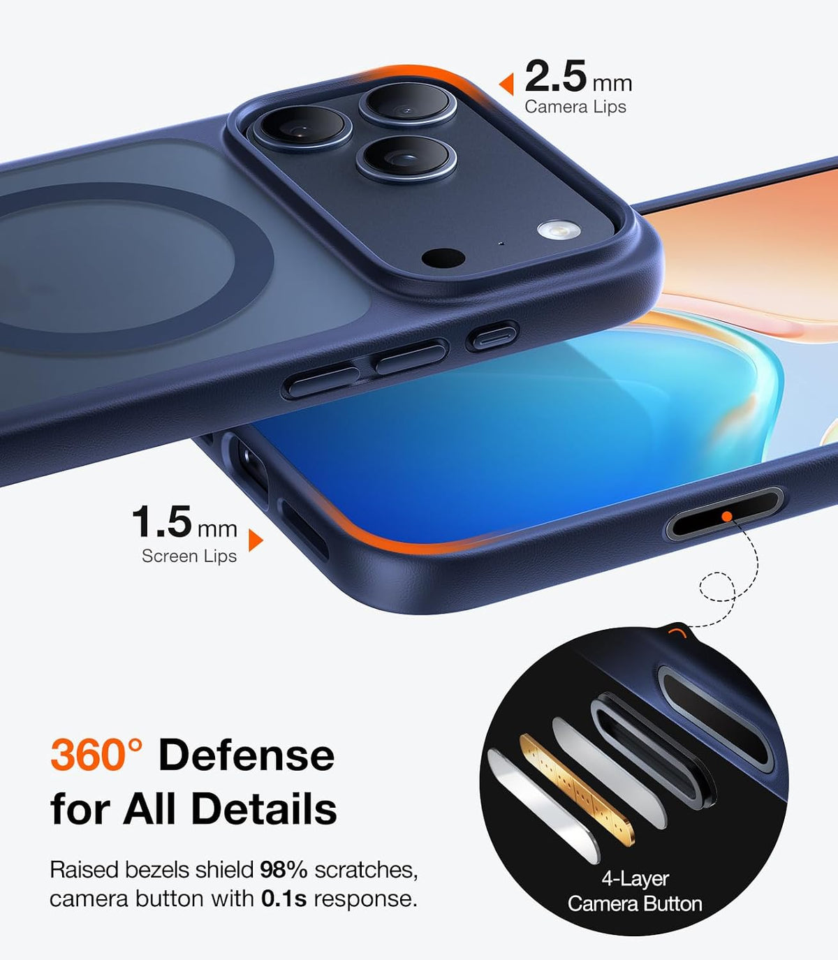 TORRAS Funda magnética más fuerte y a prueba de golpes para iPhone 17 Pro Max, apta para MagSafe, protección contra caídas de grado militar, control de cámara, botón de bricolaje, delgada para iPhone