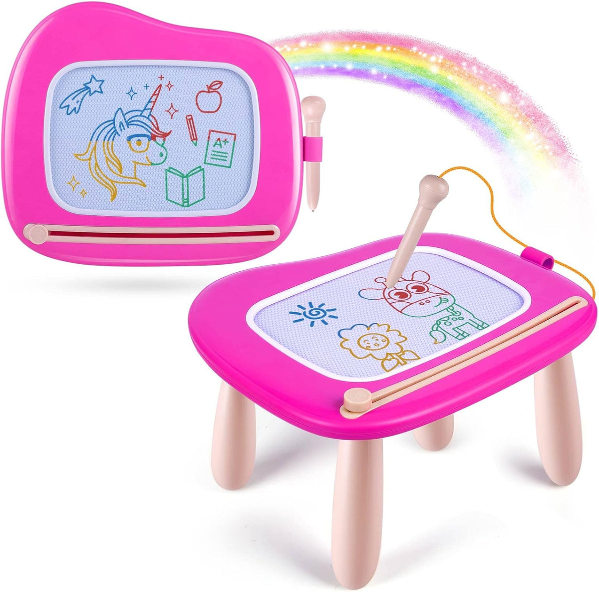Tablero Magnético de Dibujo para Niños Pequeños: Tablero de Garabatear Borrable para Casa, Viaje y Preescolar | Juguete Divertido y Educativo para Niñas y Niños (Edad 1-3) (Rosa)