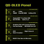 msi MAG 341CQP QD-OLED, 34 Monitor OLED curvado para juegos, 3440 x...