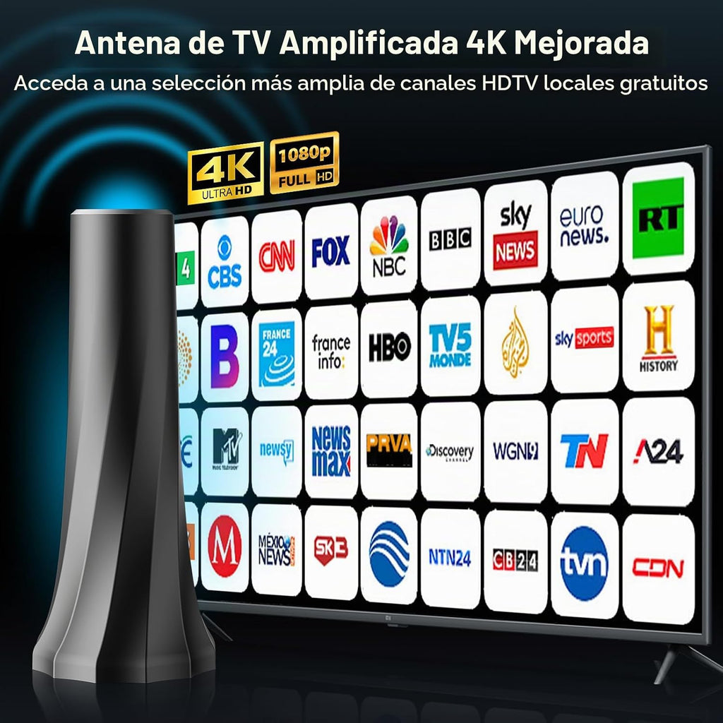 Antena de TV mejorada 2026 para Smart TV, antena digital para canales locales, antena de TV de rango de más de 3200 millas para interiores con señal de 360° más fuerte