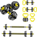 Juego de mancuernas ajustables, pesas libres de 10 a 90 libras con conector – mancuernas 4 en 1, barra, pesa rusa y soporte para flexiones, juego de pesas ajustables para gimnasio en casa