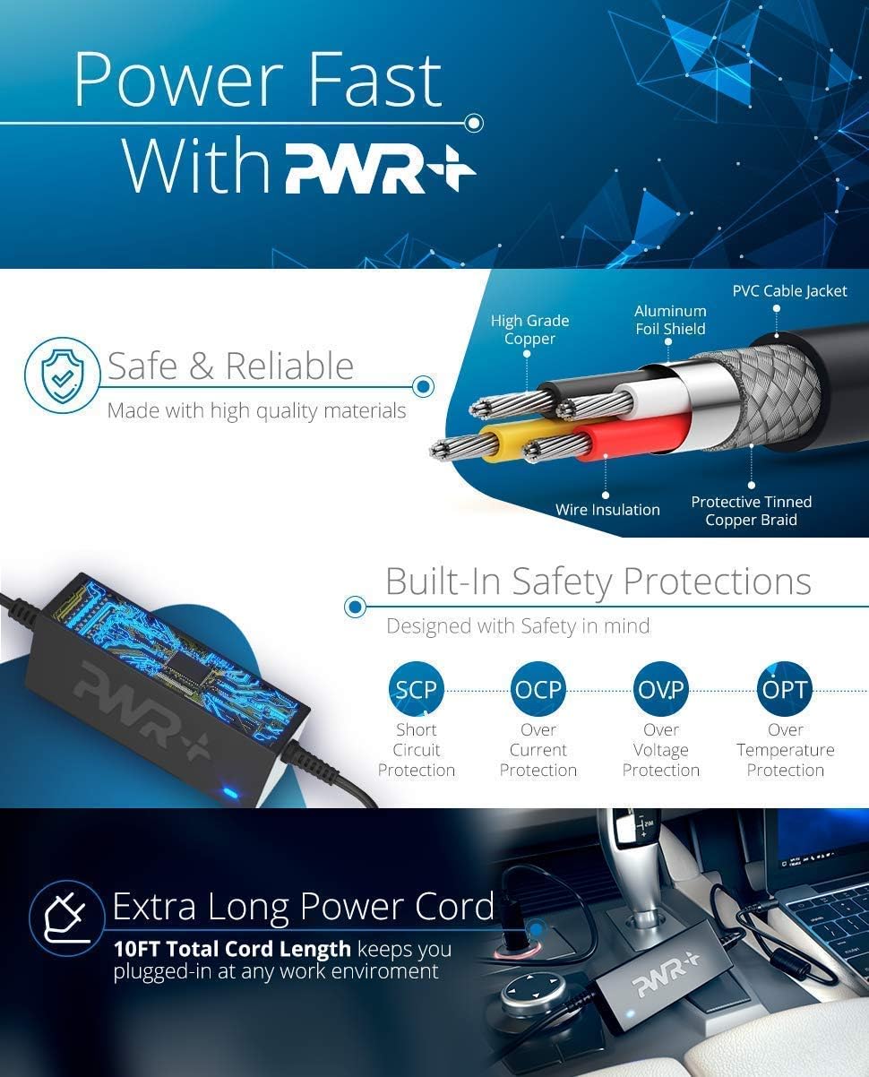 Pwr para Dell Laptop Cargador de coche Inspiron Latitud: USA UL Listado 11 13 15-5000 15-3000 E4300 E4310 E5400 E5410 E5430 E5440 E5450 E5470 E5500 E5430 5510 E5530 E5540 E5570 E6230 E6320 E6330 E6400