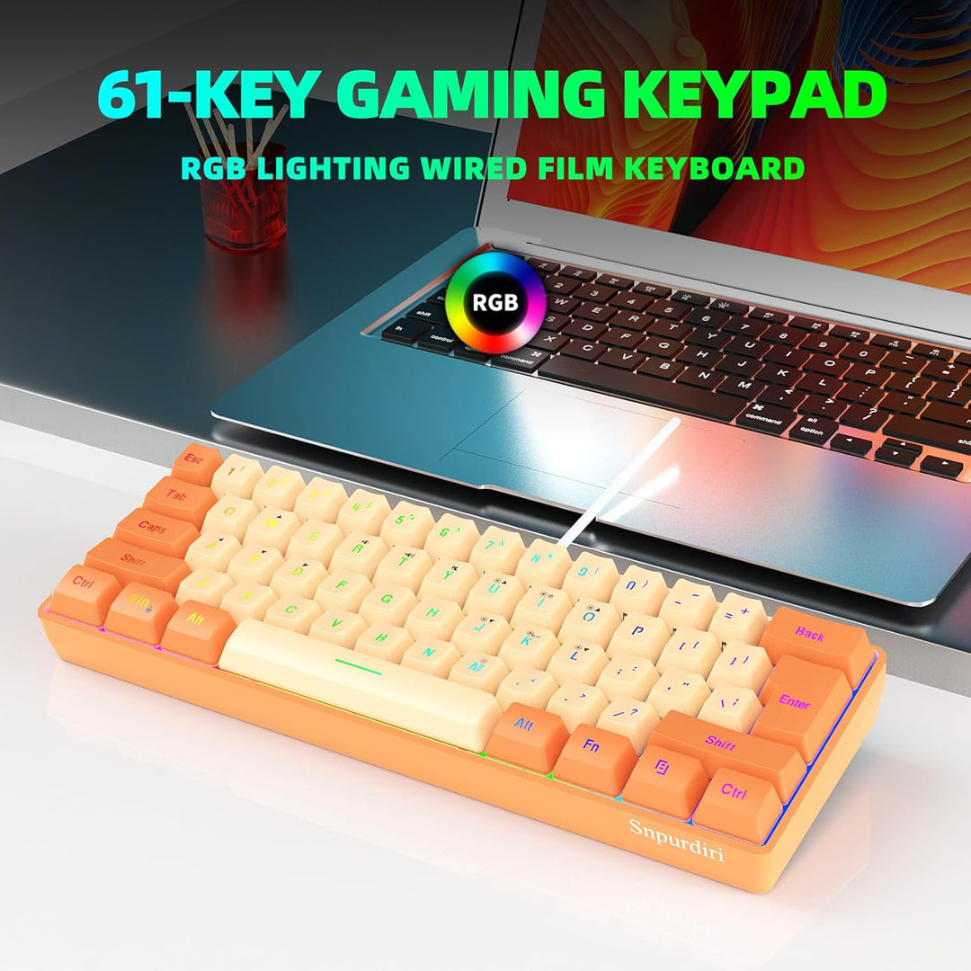 Snpurdiri - Teclado para videojuegos 60% con cable, retroiluminado...