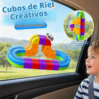 Juego de tren eléctrico 3D para niños, 22 piezas de juguete de pista de carreras 3D, juguete de tren de viaje portátil con bolsa de viaje, juegos de pista de carreras para niños, niños y niñas de 3
