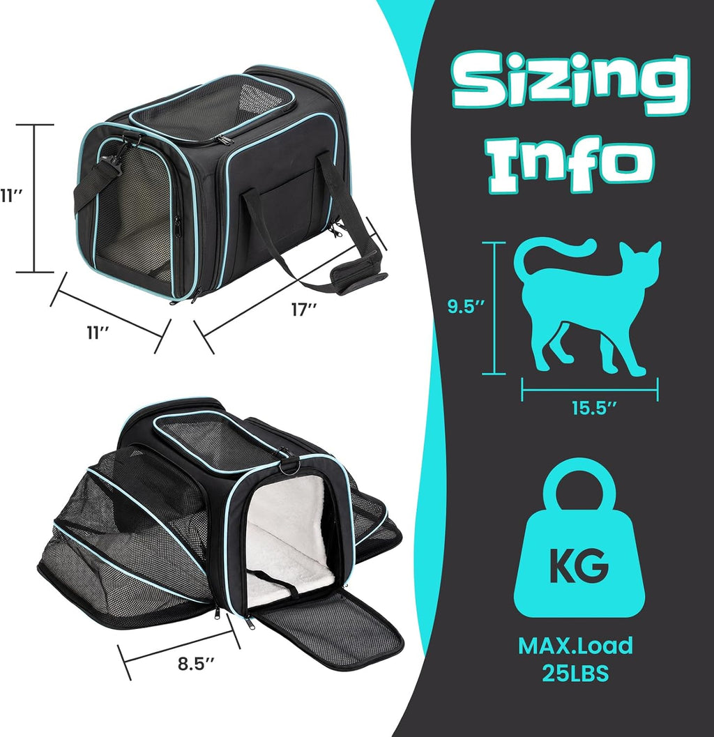 Transportador de perros pequeños expandible de lados suaves, aprobado por