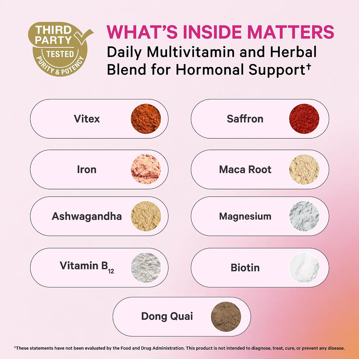 Multivitamínico de equilibrio hormonal Pink Stork para mujeres, 60...