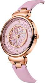 Relojes de Mujer Flor de Cerezo Reloj de Mujer Esfera de Madreperla Reloj de Dama con Correa de Cuero Forma de Pétalo Sakura Relojes de Flor de Cerezo para Mujeres Cristal de Zafiro para Durabilidad y