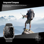Reloj inteligente militar para hombre (respuesta/hacer llamadas), reloj inteligente de 2.01 pulgadas para Android y iPhone, rastreador de actividad física con linterna/brújula/batería de 100 días/frecuencia cardíaca/sueño/más de 100 modos deportivos (2