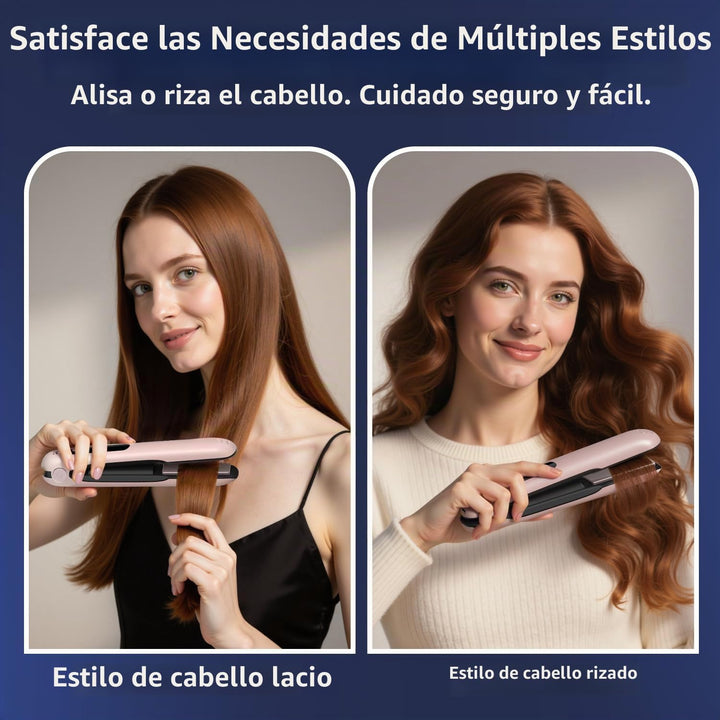 Curlix Alisador y rizador de pelo inalámbrico 2 en 1, incluye bolsa...