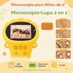Microscopio 1000X para niños, pantalla de 2 pulgadas, microscopio Wonder Quest, microscopio digital de mano, lupa educativa, regalos de cumpleaños de Navidad para edades de 3, 4, 5, 6, 7, 8, 9, 10