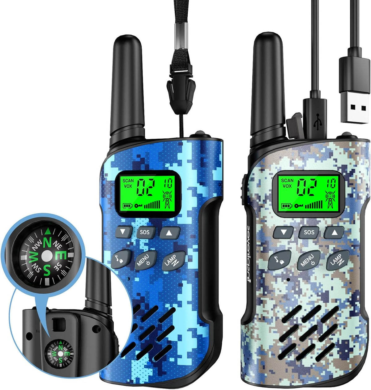 Inspireyes Walkie Talkies para niños recargables, juguetes para niñ...