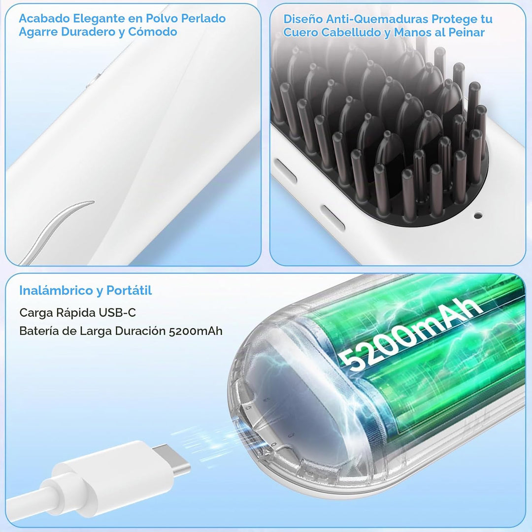 Cepillo alisador de cabello inalámbrico \u2013 Go Brush Pro para ca...