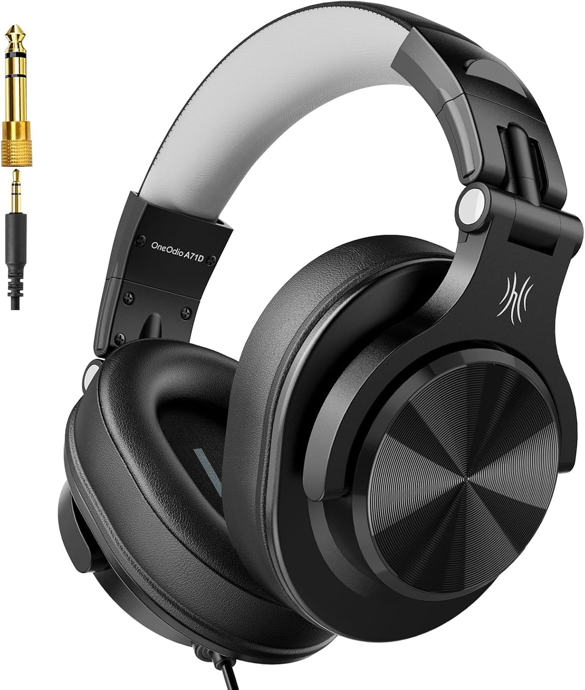 OneOdio A71D - Auriculares con cable de diadema, auriculares de monitor de estudio, auriculares estéreo de DJ de alta resolución con diseño plegable, conector de 3.5/6.35MM para grabación de AMP
