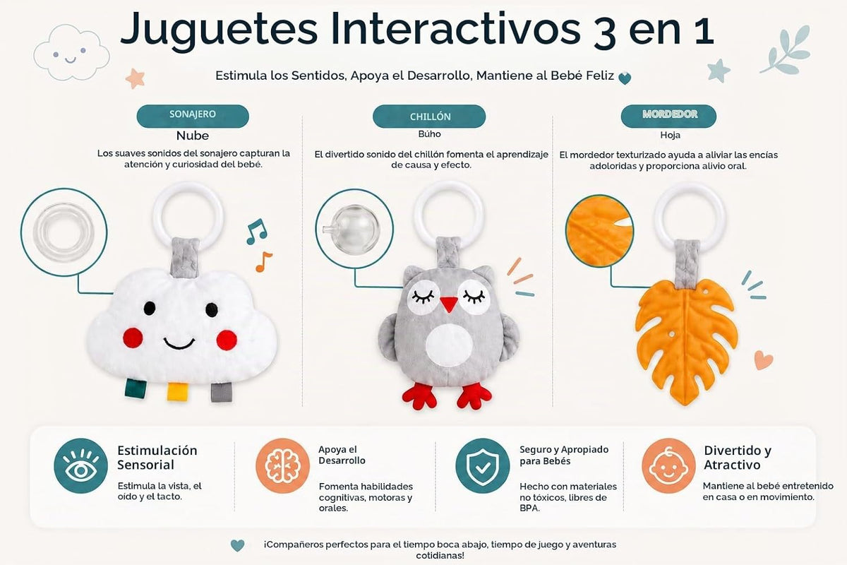 Juguete de actividad para el tiempo boca abajo, almohada sensorial para bebés de 0 a 6 meses, almohada con sonajero desmontable, juguetes arrugados y mordedores, almohada suave y transpirable para recién nacidos y bebés