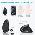 Lekvey Ratón ergonómico vertical inalámbrico recargable USB-C, negro