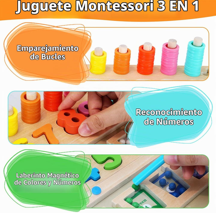Rideomon Juguetes Montessori 3 en 1 para niños de más de 3 años, ju...